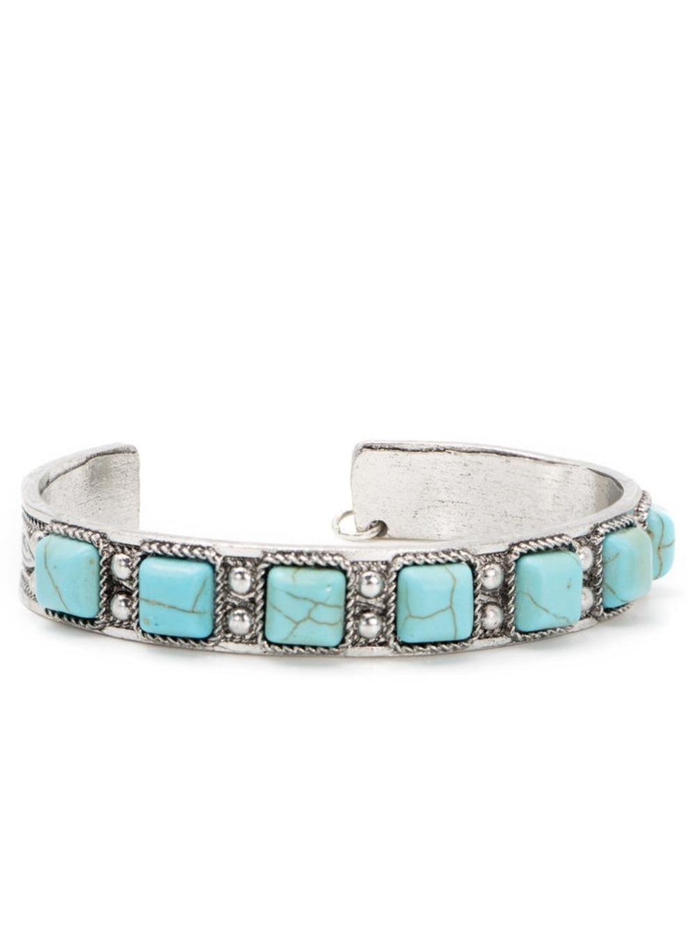 Cowgirl Confetti Turquoise Open Cuff Bracelet Women’s Adjustable Silver Tone NEW